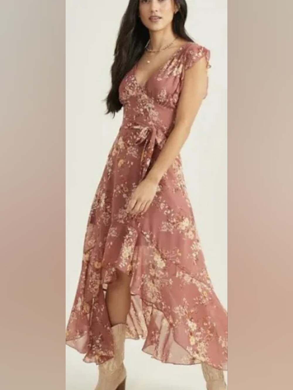 Altar'd State Florence Floral High Low Maxi Dress Size Large